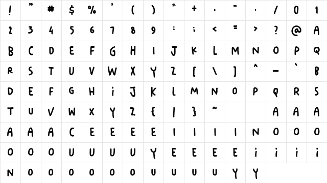 Your Doodle Font Regular Character Map