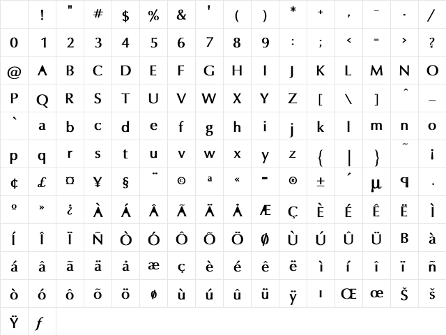 Oxford Bold Character Map Oxford Bold Character Map