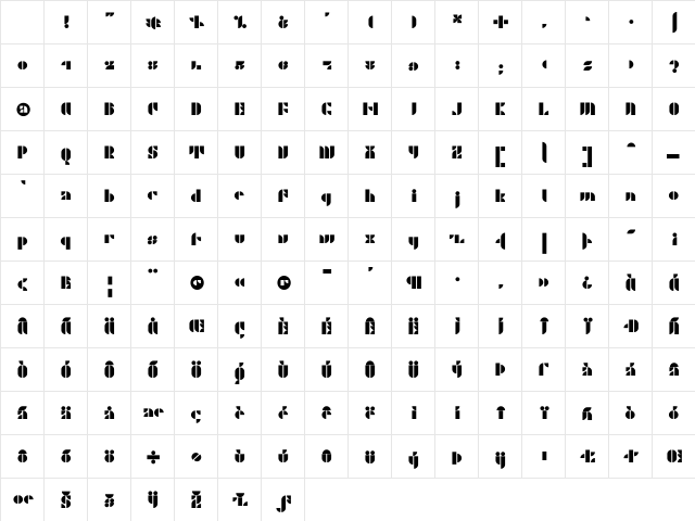 P22Albers Regular Character Map P22Albers Regular Character Map