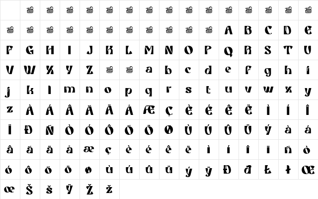 Griaste Regular Character Map