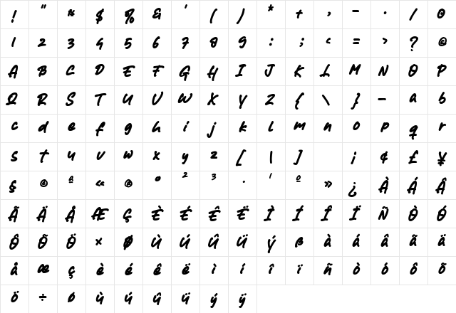 Babies Shower Regular Character Map
