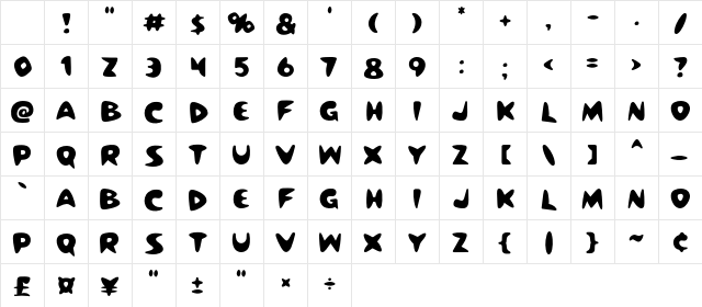 Youchat Regular Character Map