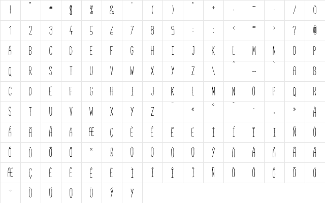 Cabana Regular Character Map