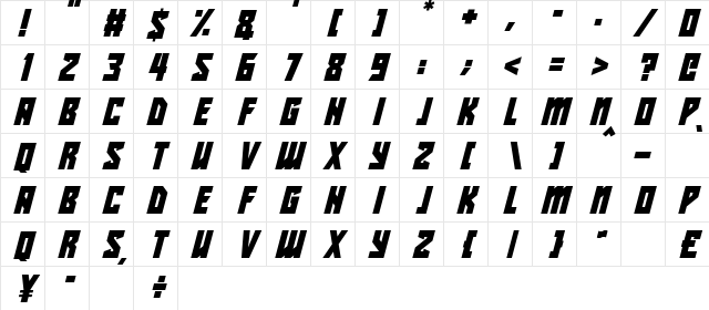 Beyond The Stars Italic Character Map
