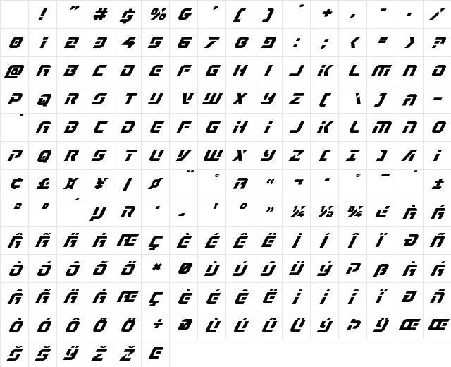 Legio Sabina Expanded Italic Expanded Italic Character Map Legio Sabina Expanded Italic Expanded Italic Character Map