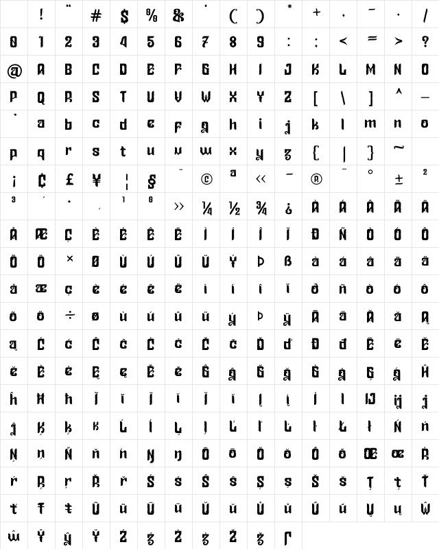 Ceriburn Regular Character Map Ceriburn Regular Character Map