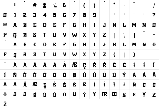 Golden Silver Regular Character Map