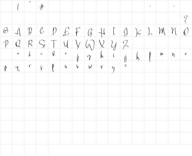 Billortte Two_Regular Regular Character Map
