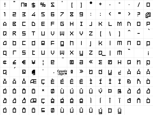 Oxygen Bold Character Map