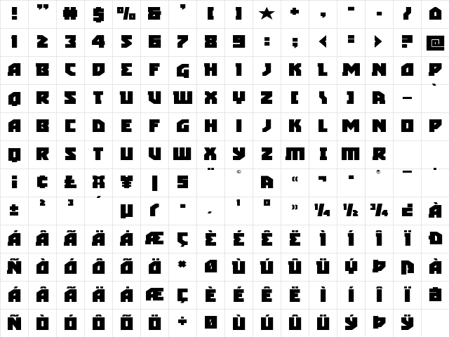 Arctic Guardian Expanded Expanded Character Map