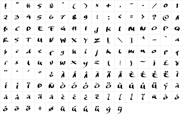 DREAMERS BRUSH Regular Character Map DREAMERS BRUSH Regular Character Map