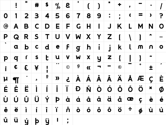 Oliciy Regular Character Map Oliciy Regular Character Map