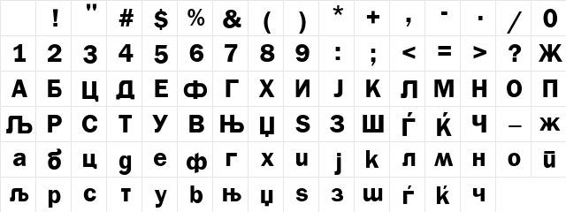 c_KirBOLD Light Character Map