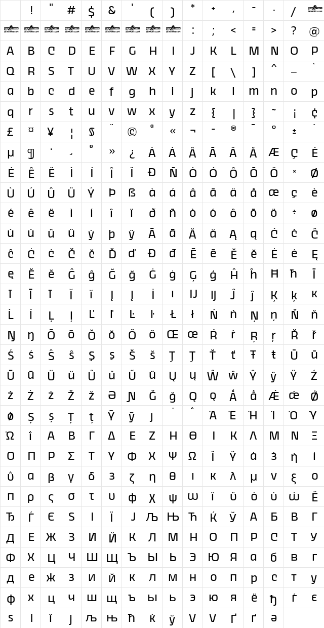 Thicker Trial Regular Character Map Thicker Trial Regular Character Map