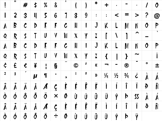 Oyster Bar BTN Regular Character Map