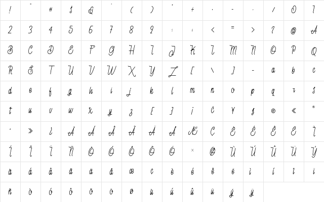 Skyline Regular Character Map Skyline Regular Character Map