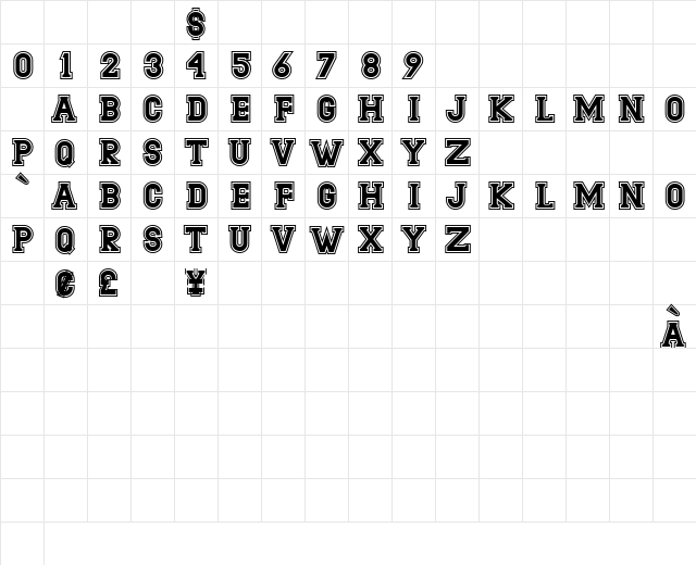 Bathurst Regular Character Map
