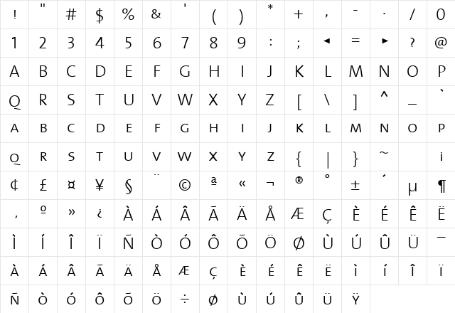 TheMixLight-Caps Regular Character Map TheMixLight-Caps Regular Character Map