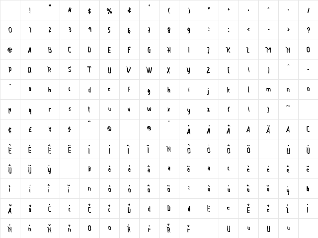 Vamfired Regular Character Map