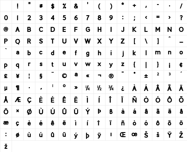 Berlin XBold XBold Character Map Berlin XBold XBold Character Map