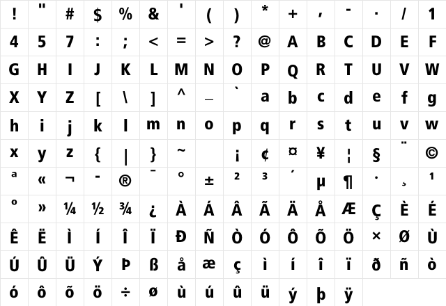 Frutiger LT Com 77 Black Condensed Character Map Frutiger LT Com 77 Black Condensed Character Map