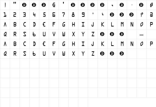 24Track Regular Character Map