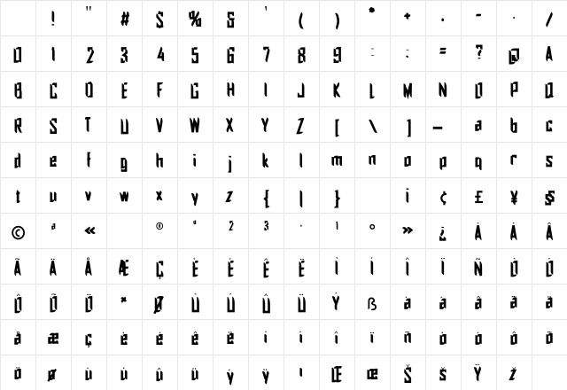 Paradise 886 Regular Character Map Paradise 886 Regular Character Map