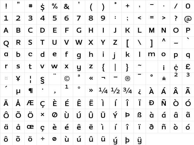 EzzoBoldAlt Regular Character Map