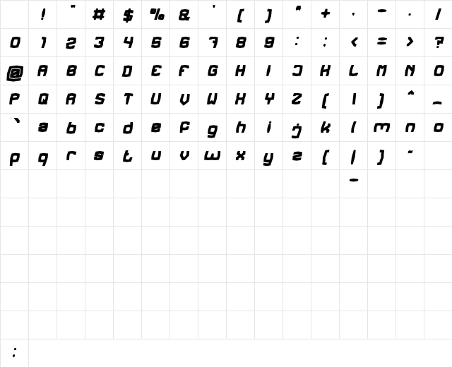 REGGAE BASS Bold Italic Character Map REGGAE BASS Bold Italic Character Map