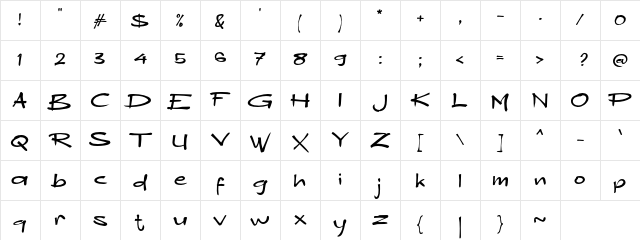 a Amne Sans Regular Character Map