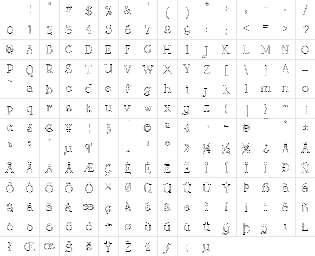 Rough LT Regular Character Map Rough LT Regular Character Map