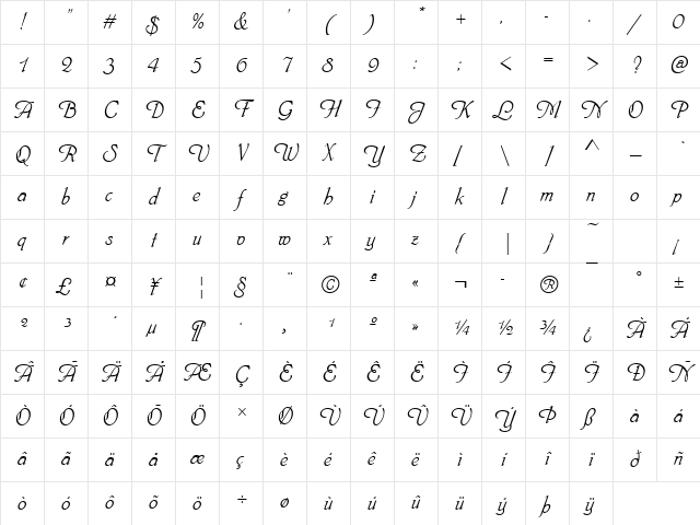 PhyllisD Regular Character Map