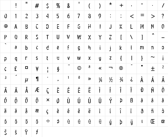 Bevel Broken Character Map Bevel Broken Character Map
