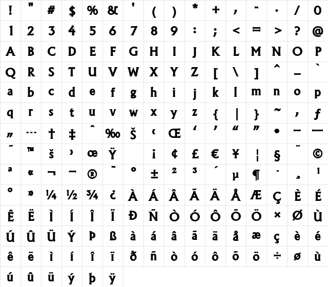a_Algidus Bold Character Map