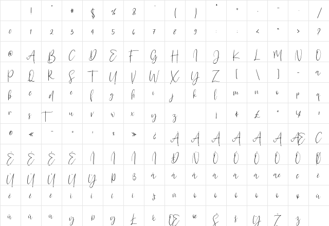 Sanflorida Regular Character Map Sanflorida Regular Character Map