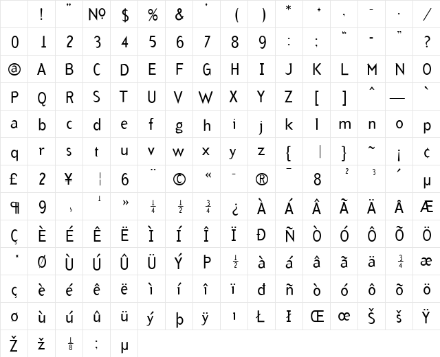 Arb Medium Character Map Arb Medium Character Map