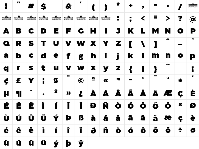 Eastman Trial Black Character Map
