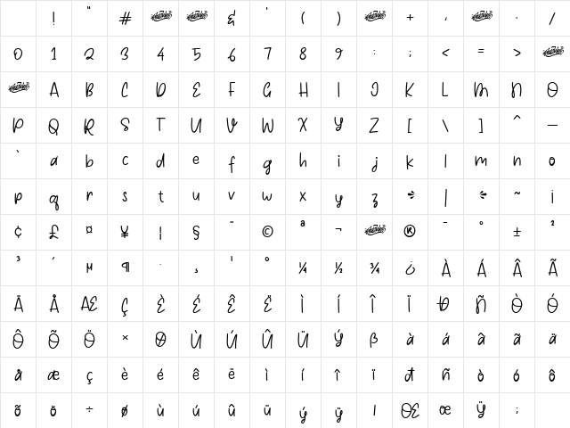 Salt & Pepper Regular Character Map Salt & Pepper Regular Character Map