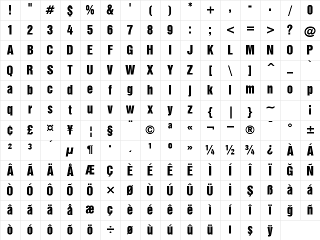 00623 Regular Character Map