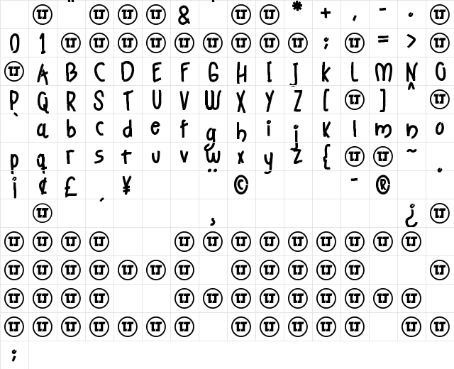 Strong Heart Regular Character Map