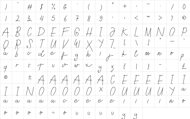 Snoorks Regular Character Map