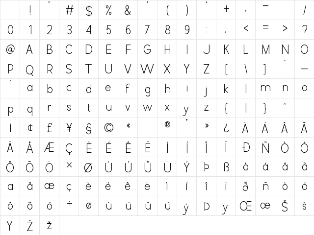 Sweet Bread Regular Character Map
