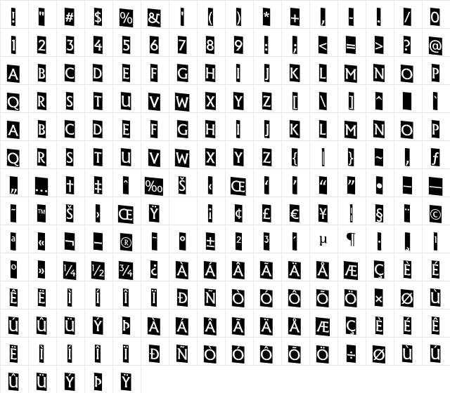 a_AlgidusCmDn Regular Character Map