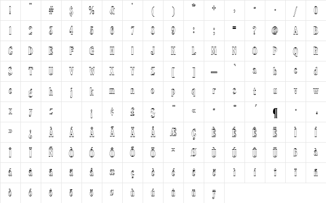 WindsorEloDOu1 Regular Character Map WindsorEloDOu1 Regular Character Map