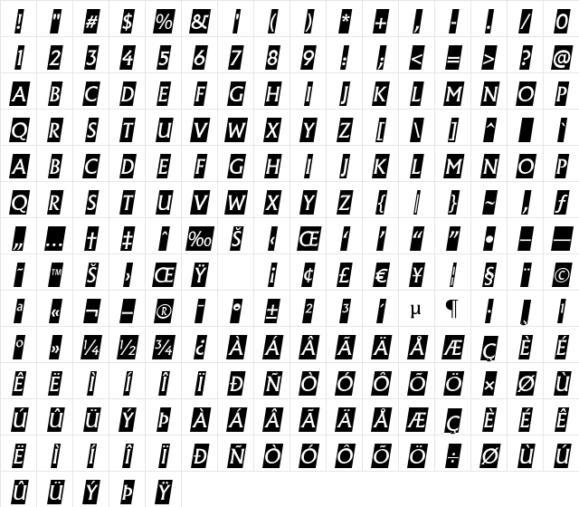 a_AlgidusCmObl Regular Character Map