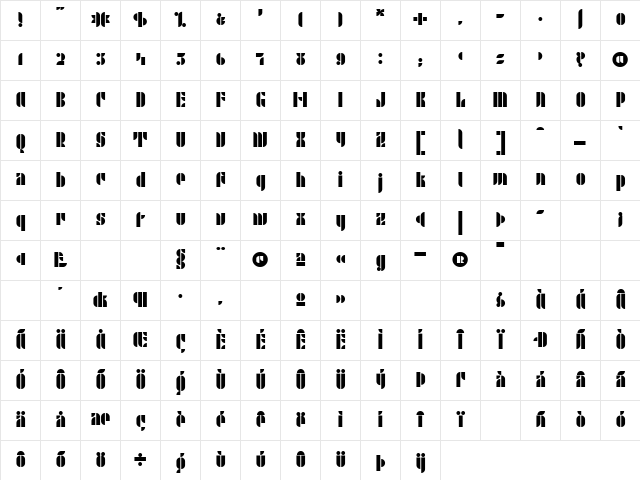 P22 Albers One Character Map