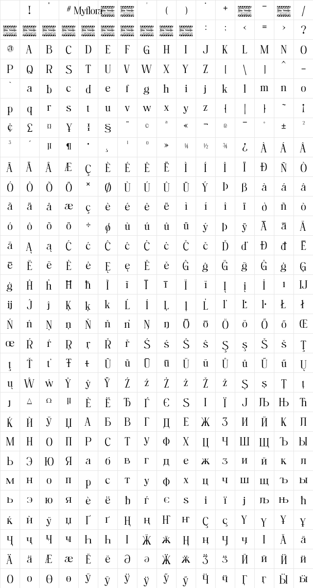 Myflora Personal Use Regular Character Map Myflora Personal Use Regular Character Map
