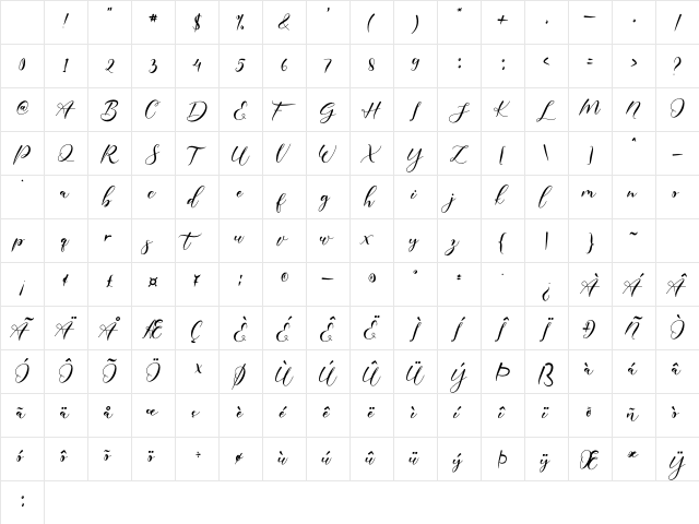Poppy Shower Regular Character Map Poppy Shower Regular Character Map