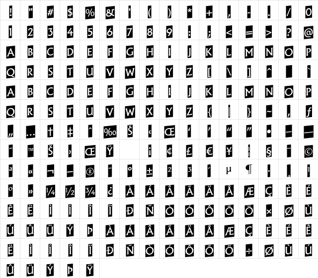 a_AlgidusCmUp Regular Character Map