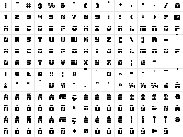 Super Submarine Laser Regular Character Map Super Submarine Laser Regular Character Map